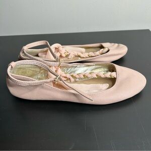 Bold in Ballerina  by atmosphere Pink Ballet Flats with Ankle Ribbon Wrap Size 5